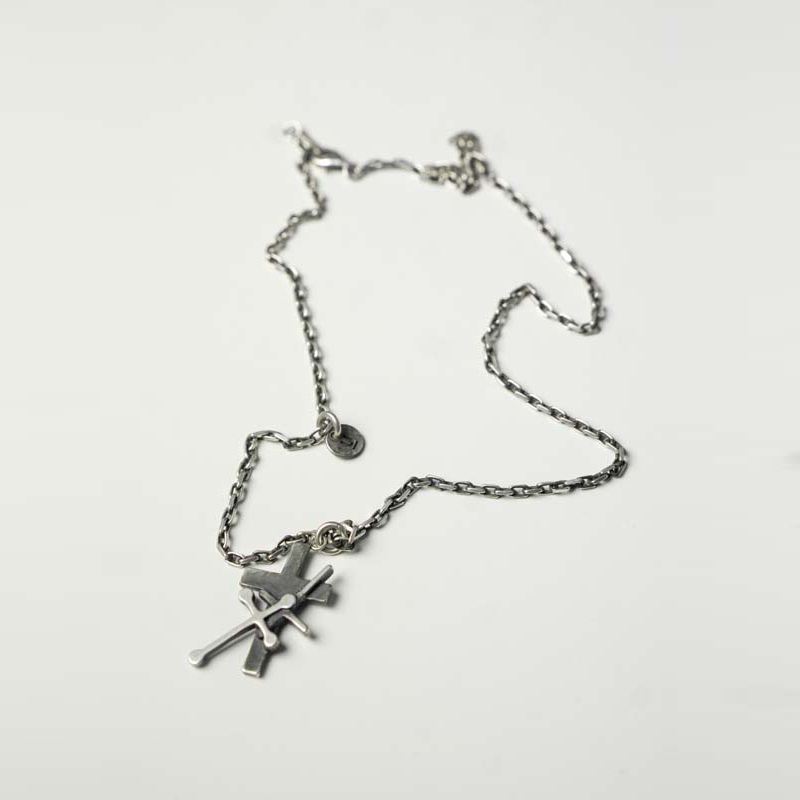 Undercover AW02 Silver Triple Cross Necklace