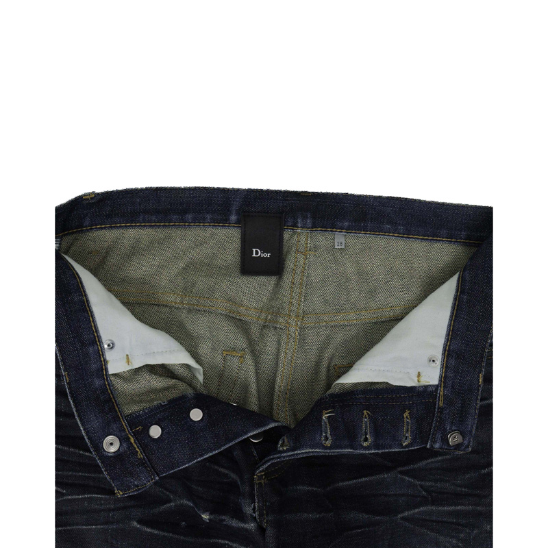 Dior Homme SS05 Navy Coated Distressed Jeans